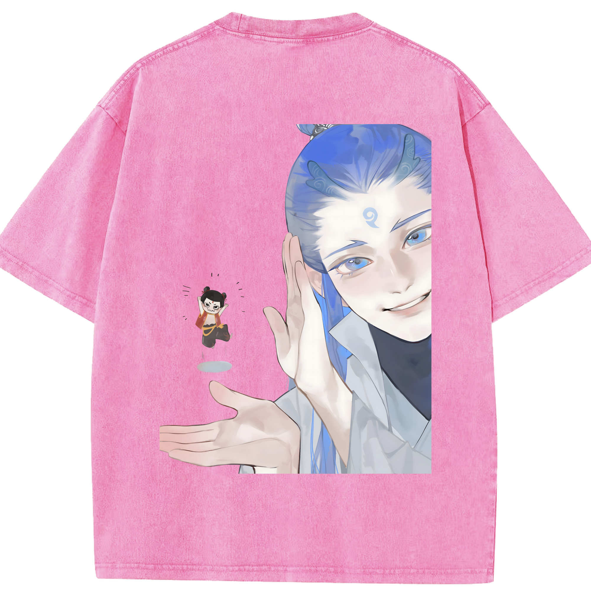 （画像用） Ne Zha 2 ナタ 魔童の大暴れ 綿100% ヴィンテージ風 半袖Tシャツ（背面プリント）